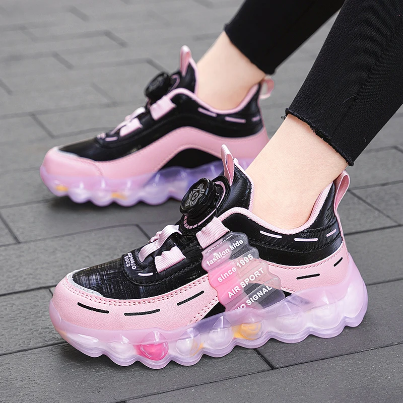 Spring Children Girls Boys PU Sneakers Toddlers Casual Shoes Kids Fashion Pink Tennis High Quality Sports Flats Size 26-39#