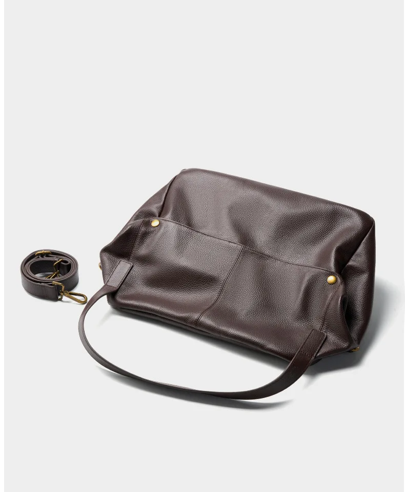 2025 New Large Capacity Shoulder Leather Big Bag European and American Style Soft Leather Tote Bag Simple Casual Women's Bag