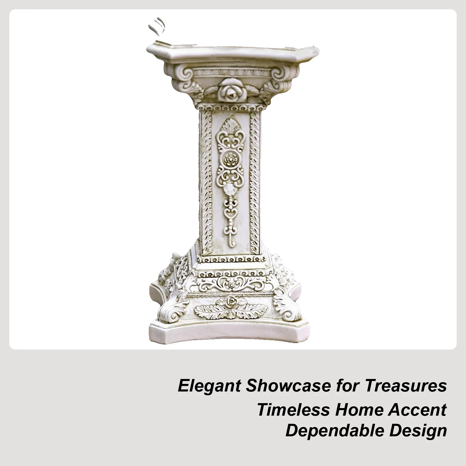 

Greek Column Greek Column Pedestal Statue Floral Carving Vintage Figurine Ornament for Outdoor Garden Kitchen Dining Table Home