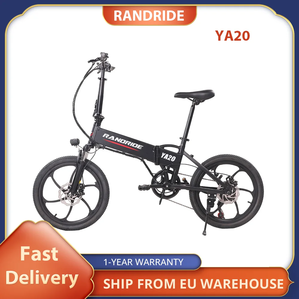 RANDRIDE YA20 Electric Bike 48V 12.8Ah Battery  500W Motor 40km/h Max Speed 20*1.95'' CST Tires Bicycle for Adult 80-90 Range