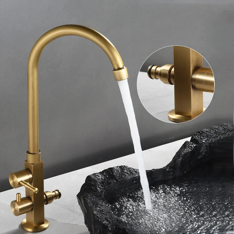 Antique Single Cold Water Kitchen Faucet European Outdoor Mop Pool Balcony Faucet Outdoor Pool Garden Black Faucet