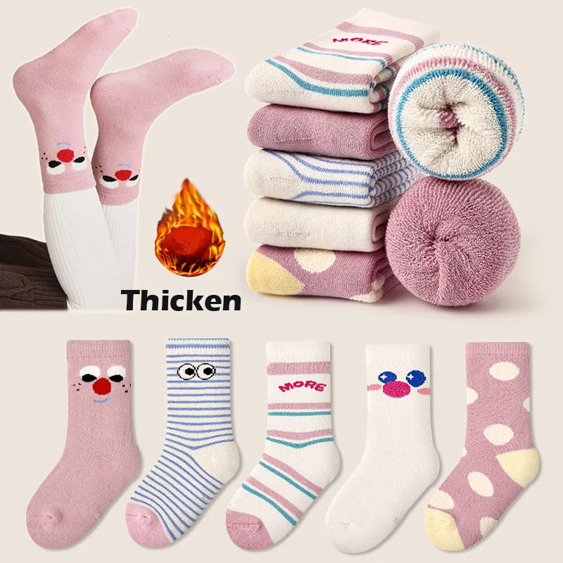 Baby Mädchen Socken Winter Thermische Dicke Baumwolle Socken Neueste Phantasie Trendy Cartoon Socken Kinder Strümpfe