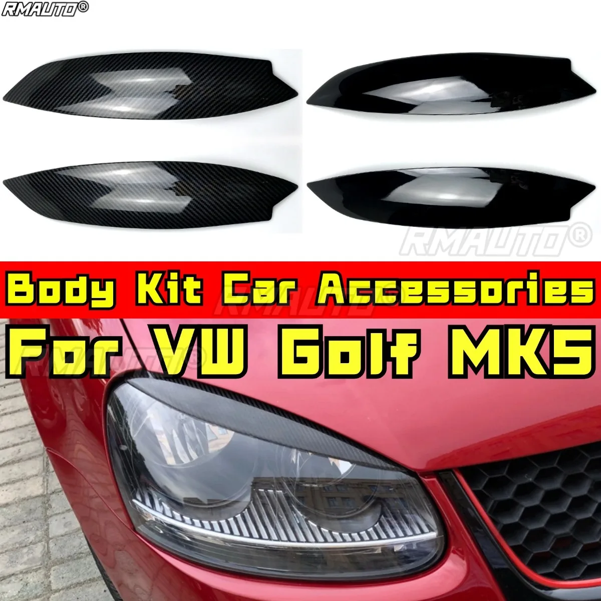 

For VW Golf MK5 Body Kit Auto Head Light Lamp Eyelids Eyebrow Headlight Decoration Car Styling Trim Car Accessories