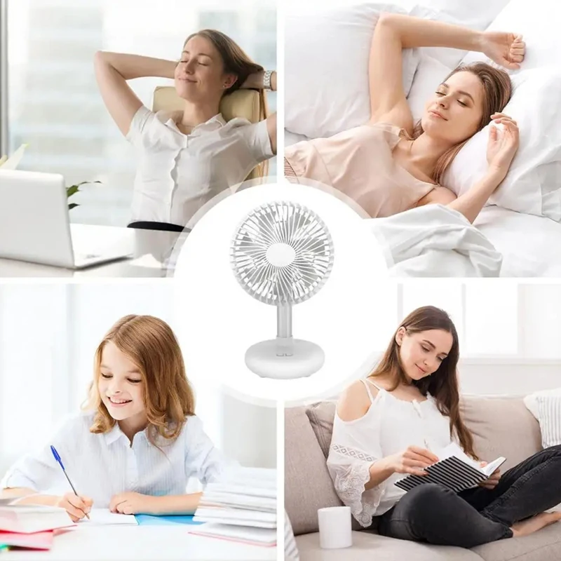 AB15-Mini Oscillating Fan USB Rechargeable Portable Battery-Operated Table Fan With 4 Speed Levels Desk Fan For Outdoor