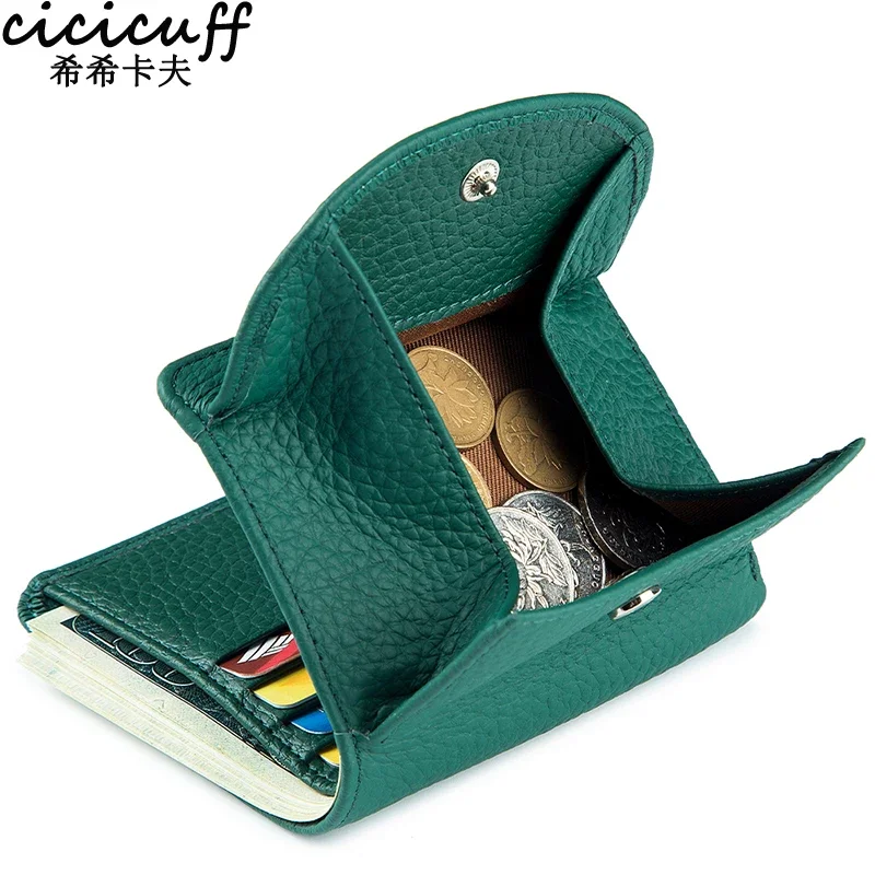 

Женский кошелек из натуральной кожи с блокировкой RFID, кошельки для кредитных карт, модный кошелек для девочек, короткий компактный милый маленький кошелек для монет для женщин