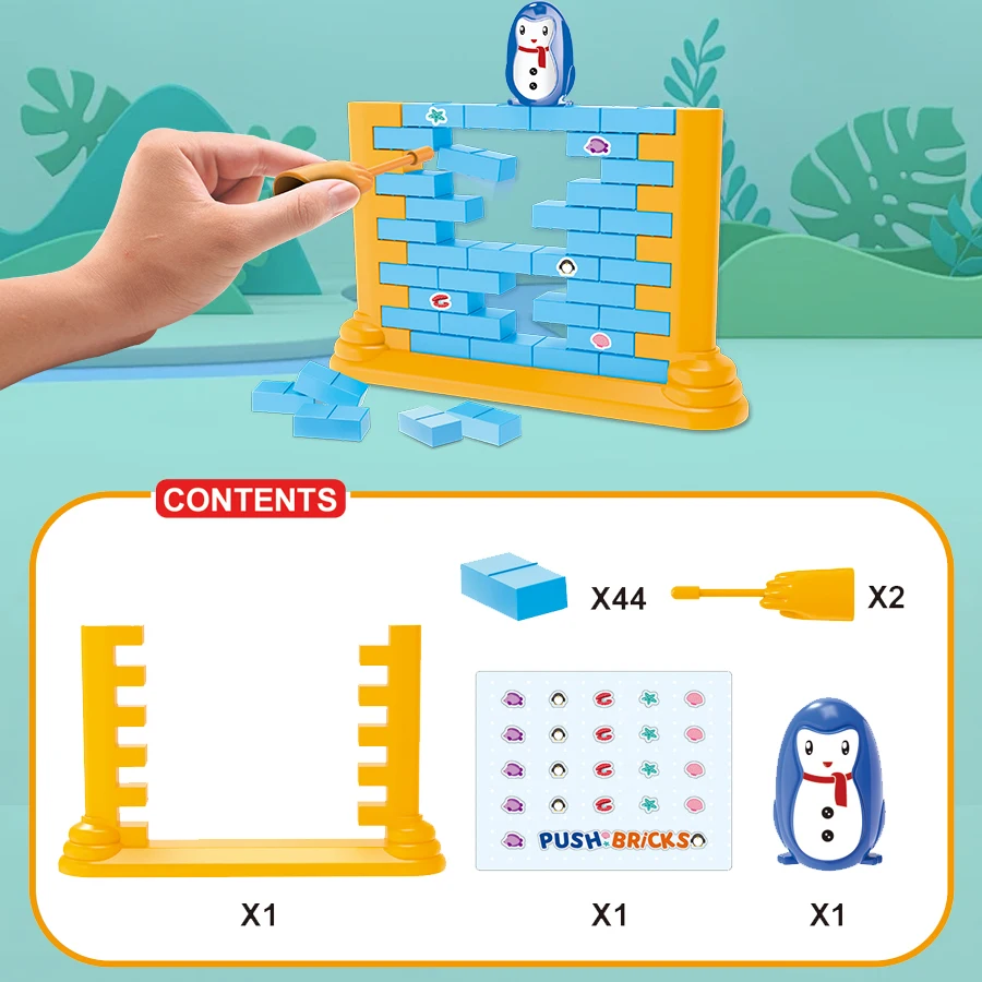 لعبة Penguin Wall Challenge Family Parent Child - ألغاز وكتل استراتيجية تفاعلية، تطوير مهارات اليد، هدايا عيد الميلاد