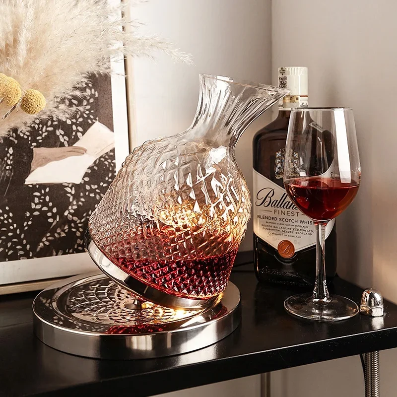 1500ml High Grade Glass 360 Rotating Decanter Whiskey Decanter Wine Dispenser Aerator Mirror Jug Alcohol Gift Bar Decoration