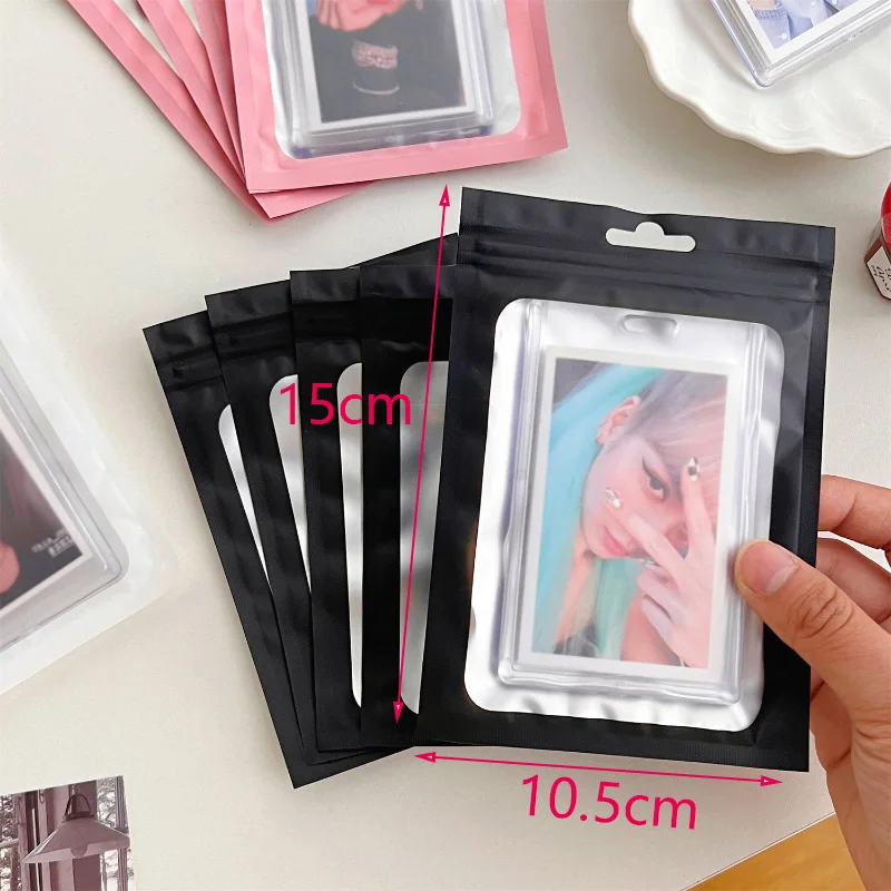 10pcs/set Matte Transparent Ziplock Storage Bag Plastic Laser Iridescent Bags Paperclip Hairclip Jewelry Outdoor Student Supplie