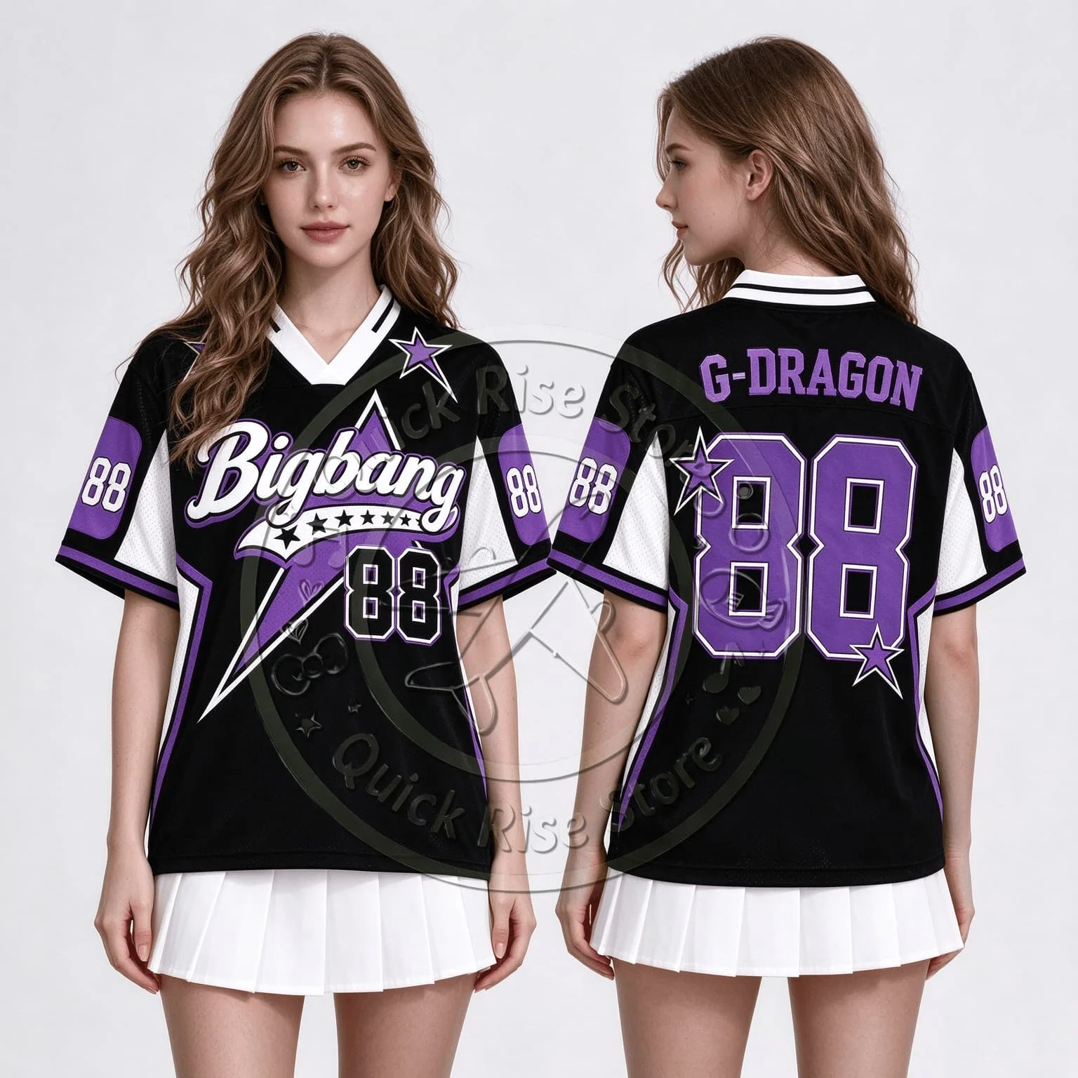 2026 BIGBANG 20th Anniversary Concert Black Purple Jersey T-shirt Unisex V-Neck Short Sleeve Star Graphic Tee Kpop Fans tops Tee