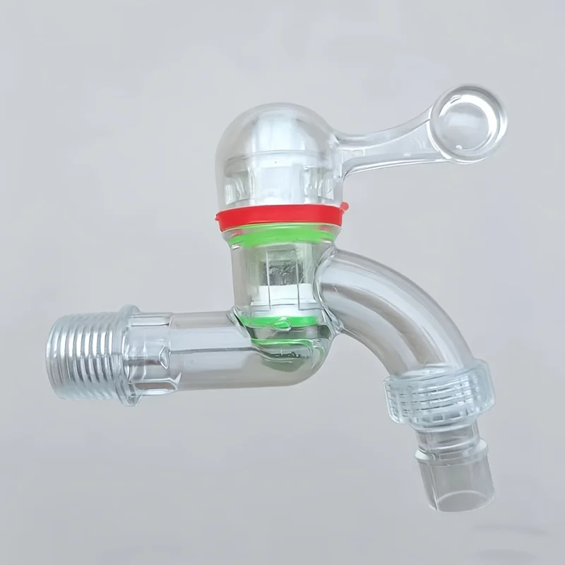 2Pcs Transparent Plastic Tap 1/2 Inch Thread Quick Open Anti‑Freeze Splash‑Proof Durable Faucet for Garden Kitchen Washing