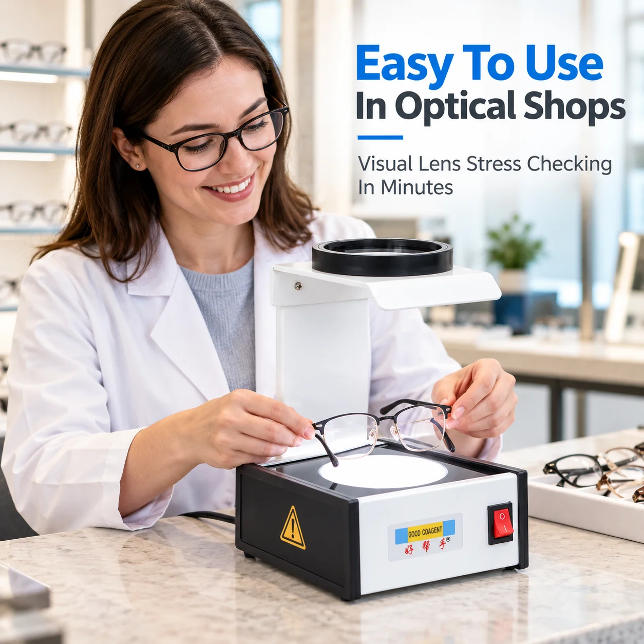 AOLIVIYA Eyeglass Lens Polariscope Stress Tester Polarized Optical Inspection Analyzer For Crystal PC Lenses Optical Shops
