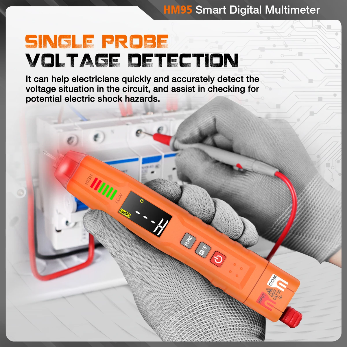HOMTOOLS HM95 قلم صغير نوع متعدد رقمي احترافي 4000 التهم التيار المتناوب/تيار مستمر الجهد أوم ديود السعة هرتز أداة اختبار ذكية