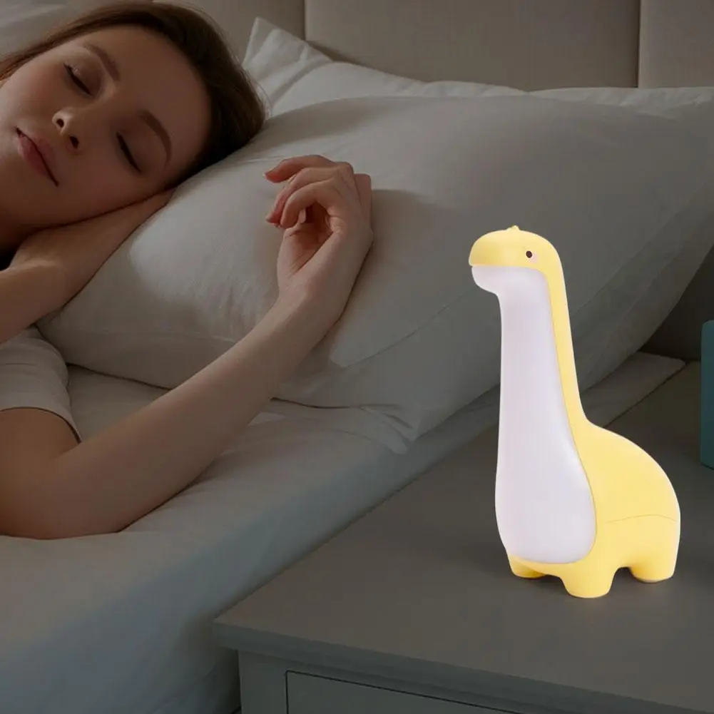 USB Rechargeable Dinosaur Night Light Soft Yellow Light Children Sleep Night Light Cartoon Charming Dinosaur Design Bedside LED