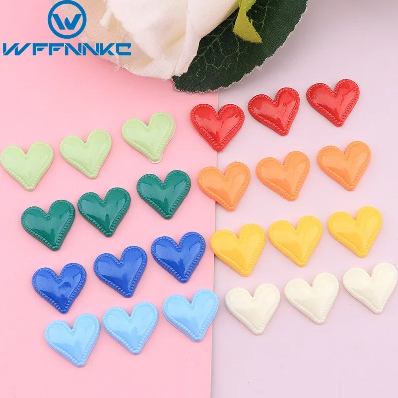 WFFNNKC 30-50Pcs Macaron Color Love Heart Flatback Resin Clothing Shoes Decorate Accessories Girl Hairpin Jewelry Handmade Patch