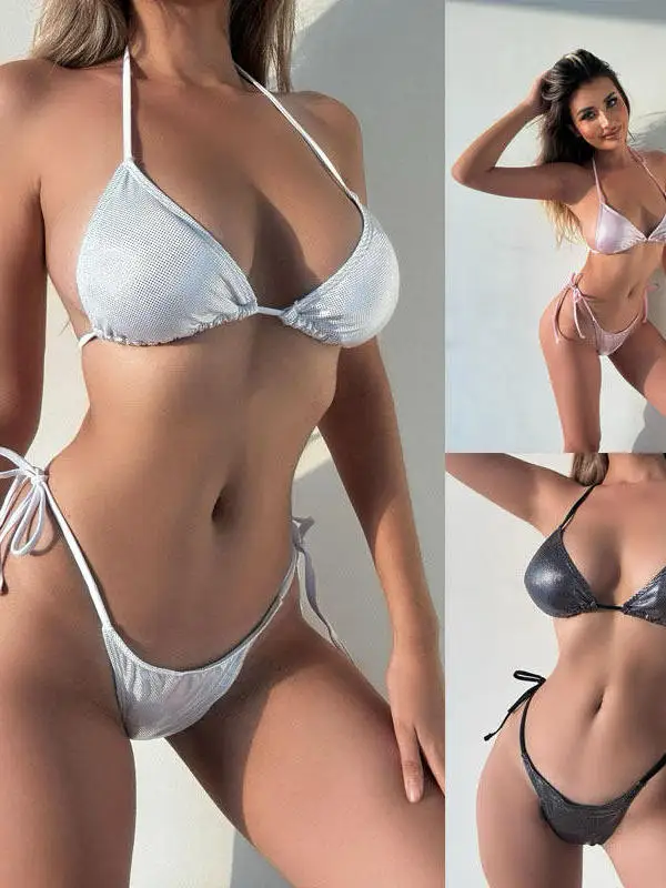 

2026 New Strapl e Cup Hot Spring Swimsuit Tee-Point Bikini Separate Design Casual Surfing Swimsuit by Rongfeidi