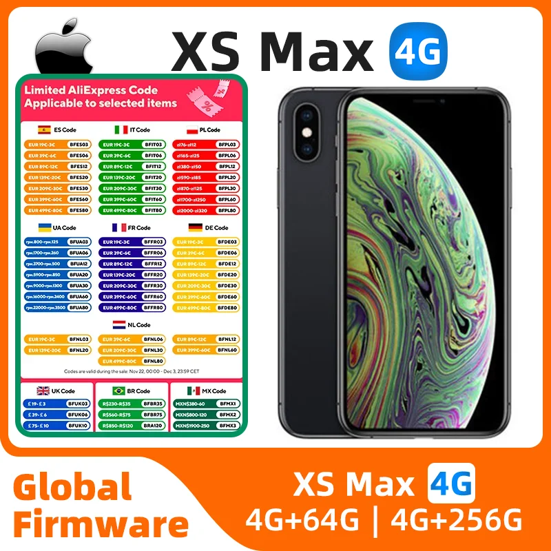 هاتف Apple iPhone XS MAX 4g الذكي Apple A12 شاشة OLED 6.5 بوصة كاميرا 12 ميجابكسل 3174 مللي أمبير في الساعة 18 وات شحن IOS أصلي مستعمل iPhone