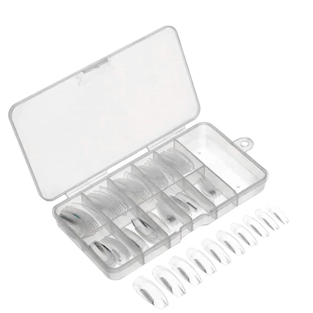 

100 шт. накладных ногтей, полупрозрачные, из экологически чистого АБС-пластика, дышащие, не вредят натуральным ногтям