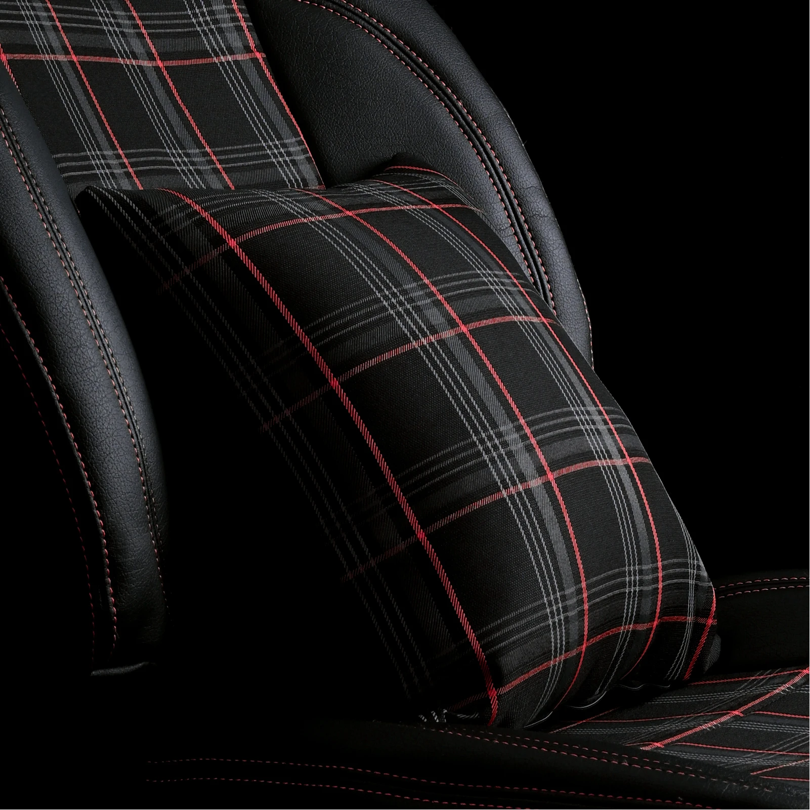 Car Seat Supports Headrest Neck Rest Waist Pillow Interior Accessories with VW MK7 GTD GTE GTI Tartan Fabric Justinplacek