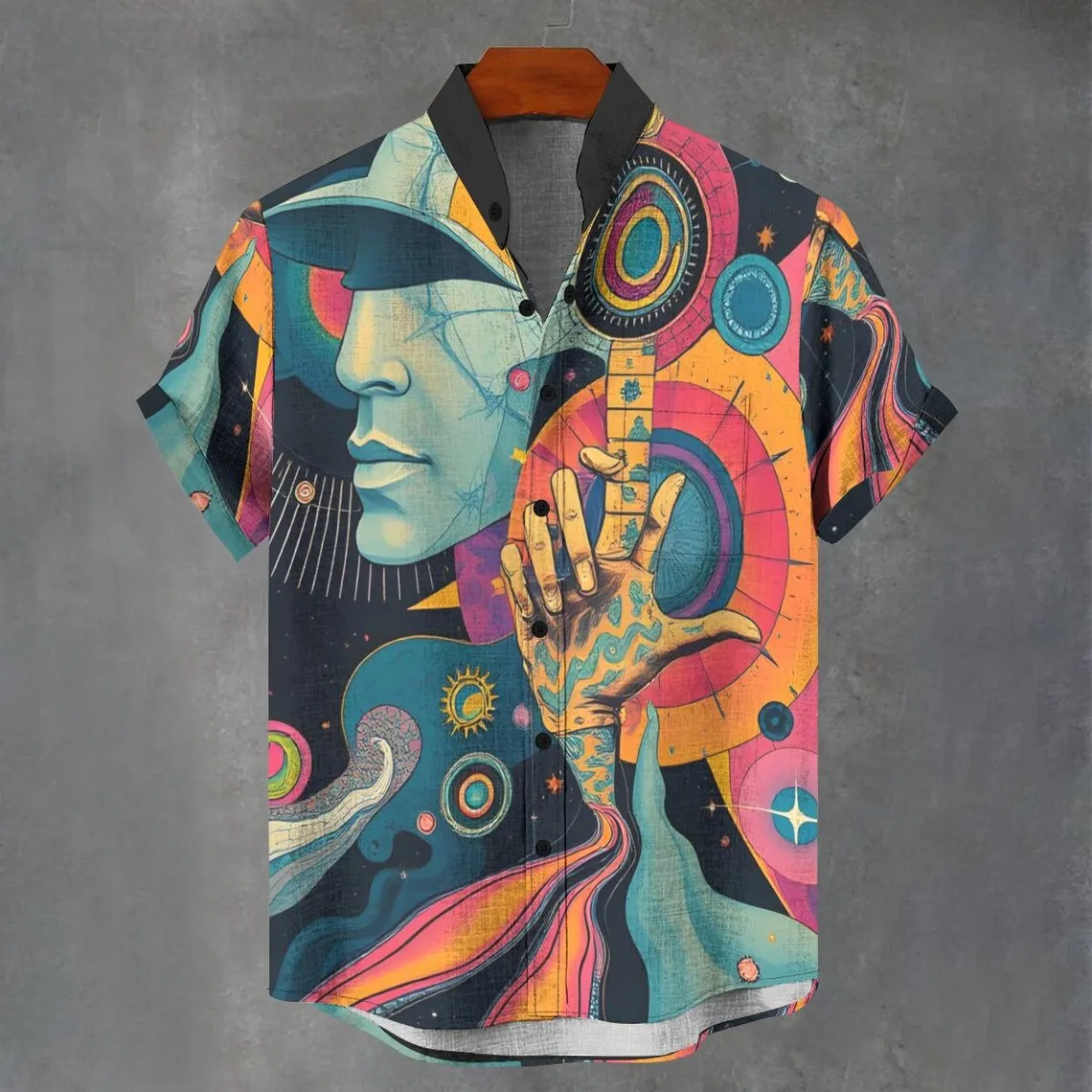 

2025 Summer Men's Breathable Short Sleeve 3D Pattern Printed Casual Fashion Linen Short Sleeve Shirt Hot Selling Fashion Style
