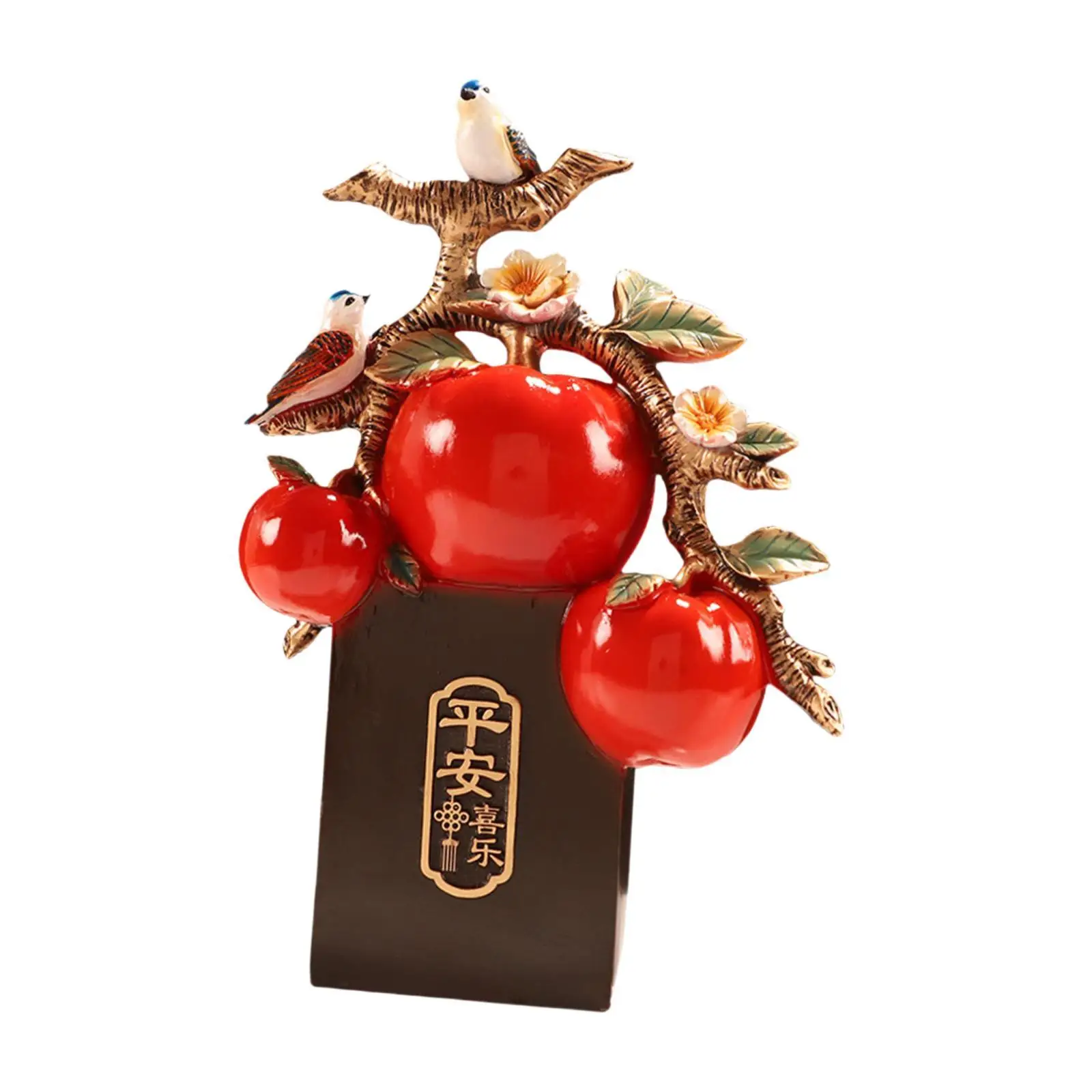 Apple Statue Feng Shui Decor Desktop Ornament Decorative Figurine Prosperity Sculpture for Bedroom