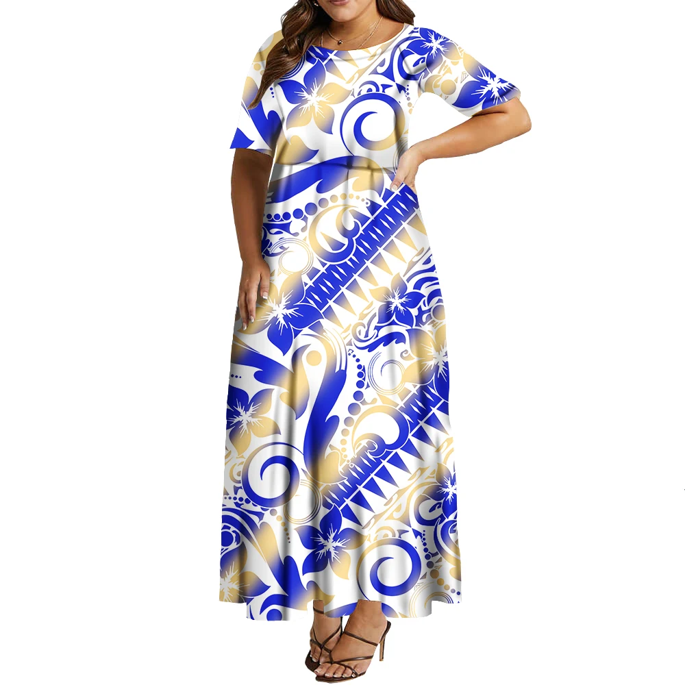 Low Price Elegant Women's Islander Dress Samoan Tribal Polynesian Designer Puletasi Evening Party Dresses Female Outfits