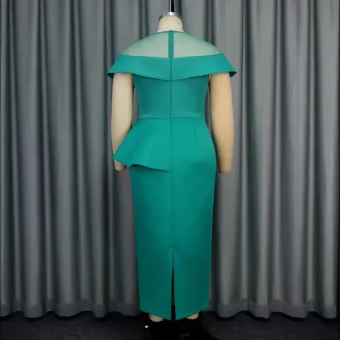 प्लस साइज़ मैक्सी ड्रेस फैशन शॉल स्लीव रफ़ल एज ड्रेस नई स्टाइल इवनिंग पार्टी ड्रेस महिलाओं के लिए ग्रीन मैक्सी ड्रेस 4XL 8 best sales बड़े आकार की शाम की पोशाक - №5