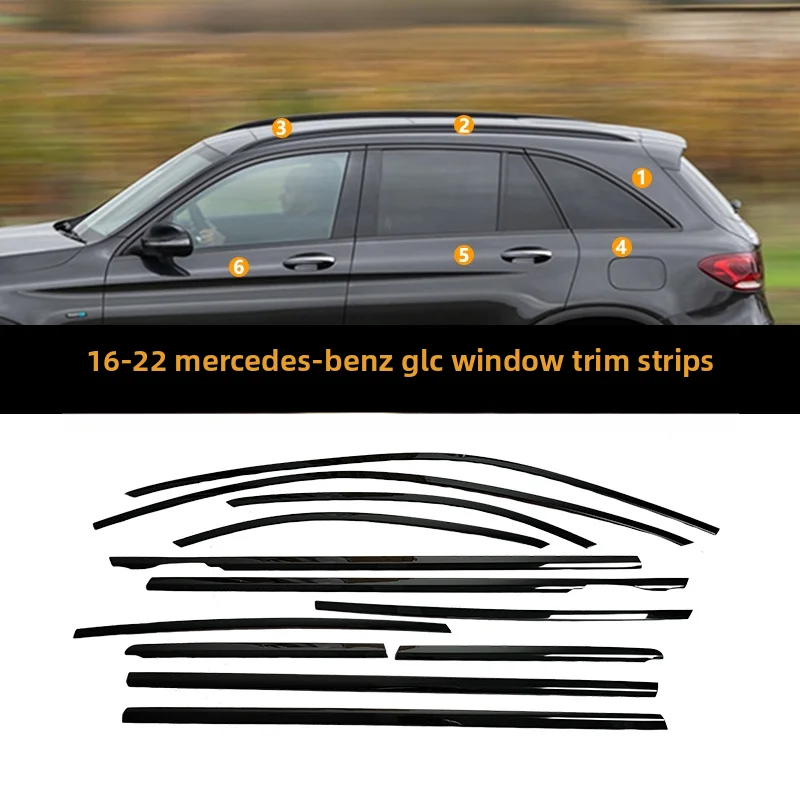 

2015-2025 For Mercedes-benz Glc Window Trim Modification Black Door Frame Chrome Strip Decoration And Protection Auto Parts