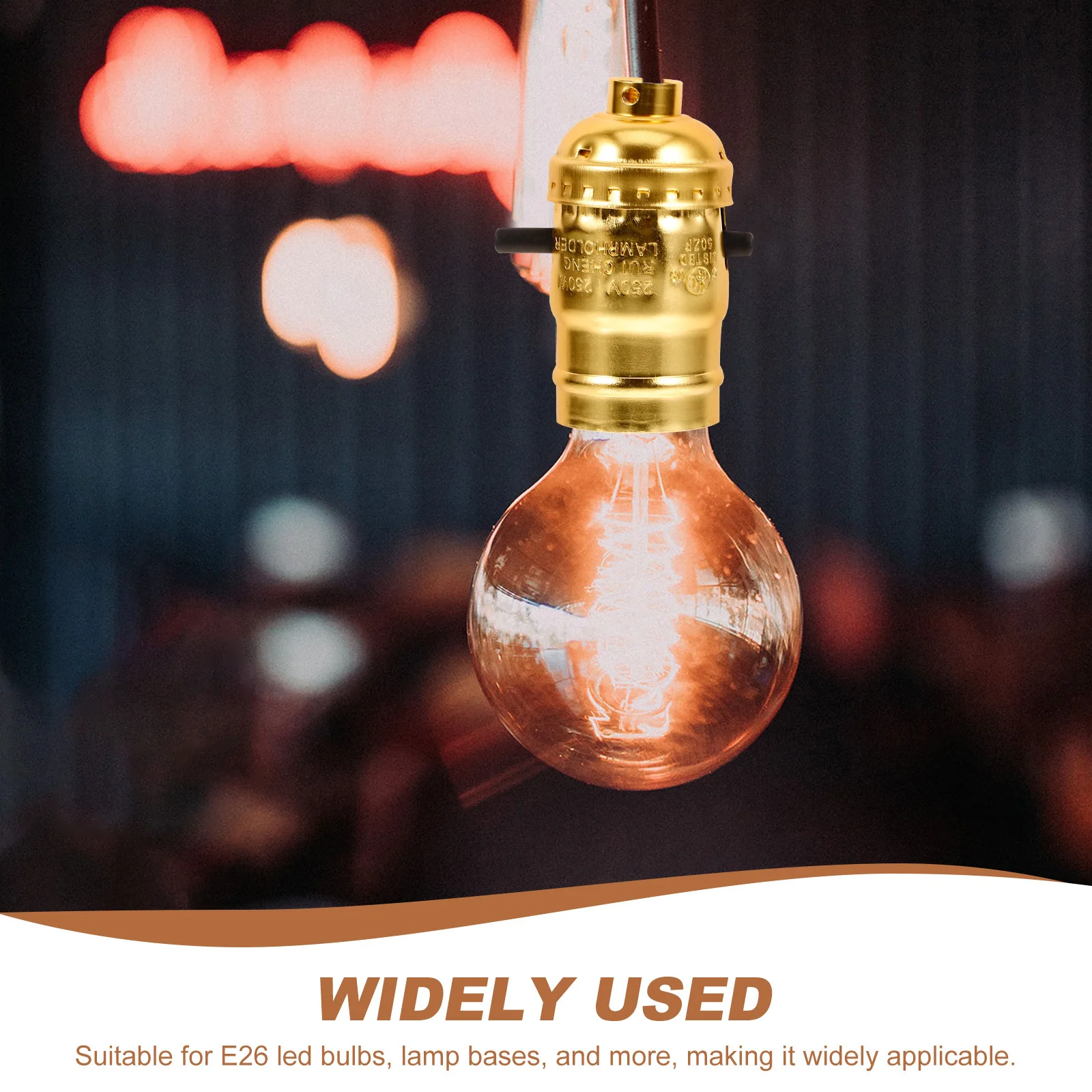 

2Pcs E26 Push Switch Lamp Base Easy Install Versatile Use Durable Aluminum Shell Light Fixture Parts Lamp Parts for Repair