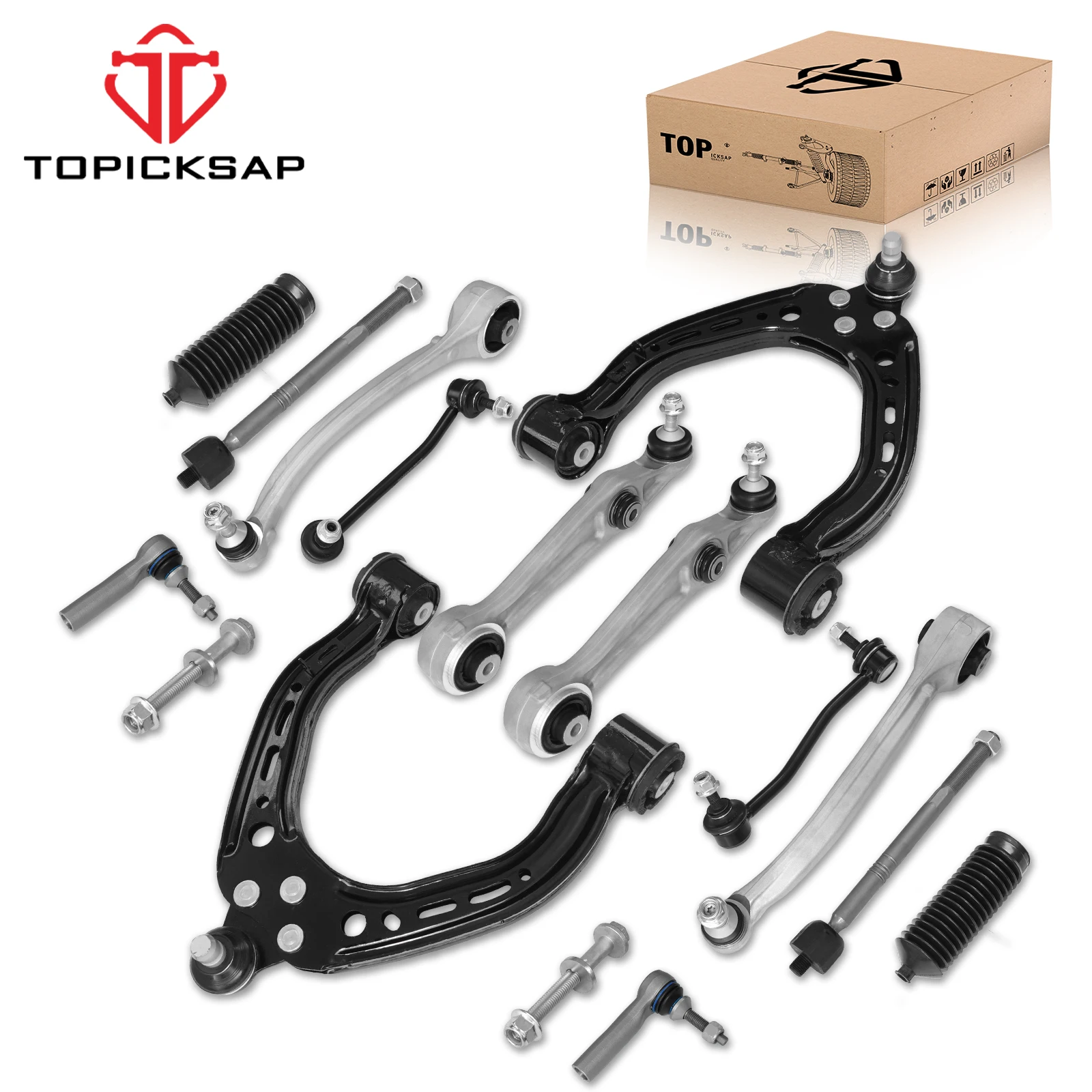 TOPICKSAP 14Pcs Control Arm w/Ball Joint Assembly & Sway Bar Link Kit for Tesla S 2012-2016 RWD MS95666 MS95703 MS95808