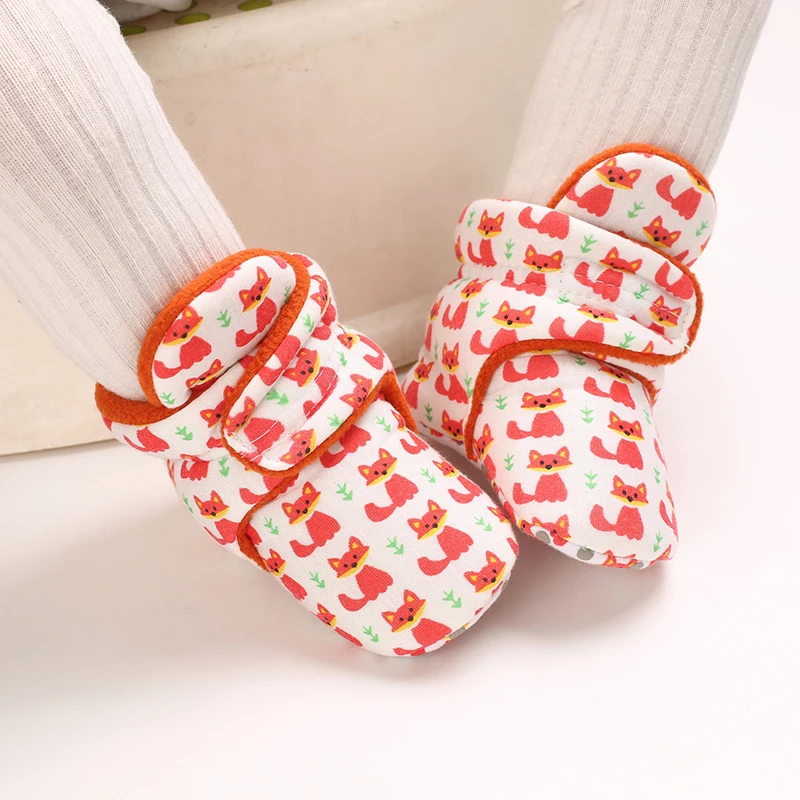 Winter Baby Boots Cartoon Soft Sole Anti-Slip Warm Toddler Shoes Boys Girls Cute Infant Walking Booties