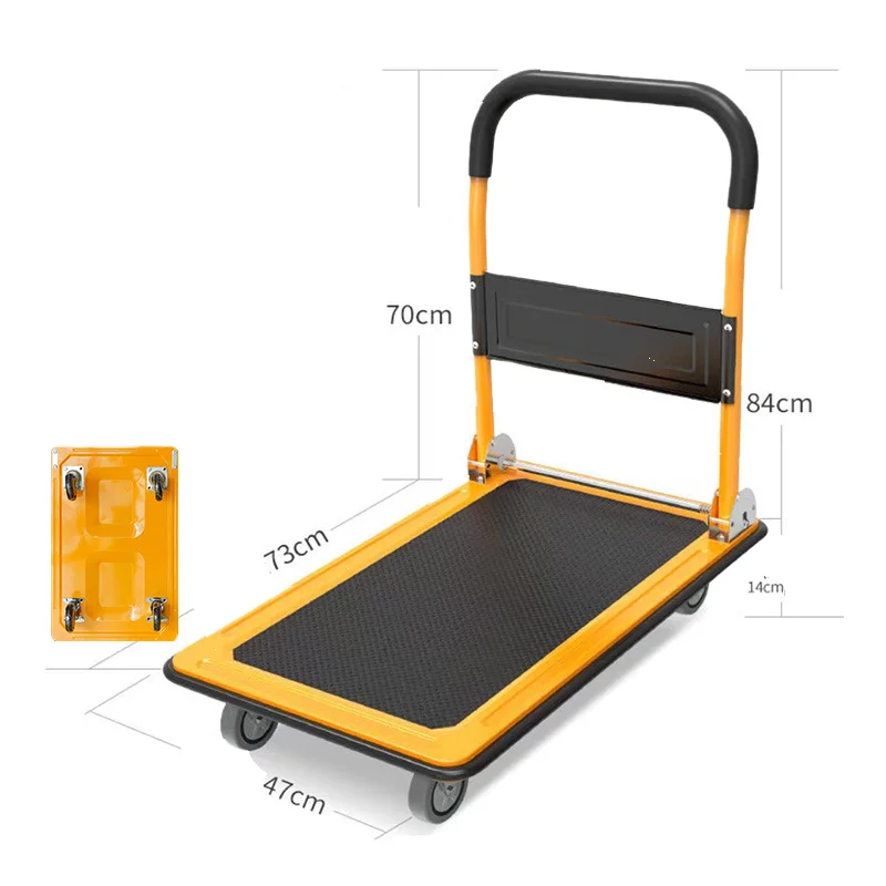 

Platform Heavy Duty Camping Cart Portable Hand Truck Store Foldable Hand Trolley 4 Wheel Grocery Trolley Cart