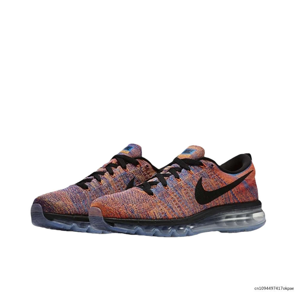 

Nike Air Max Flyknit Women Men Pinkish Purple Black Fabric Breathable Lightweight Abrasion Resistant Running Shoes 620469-404