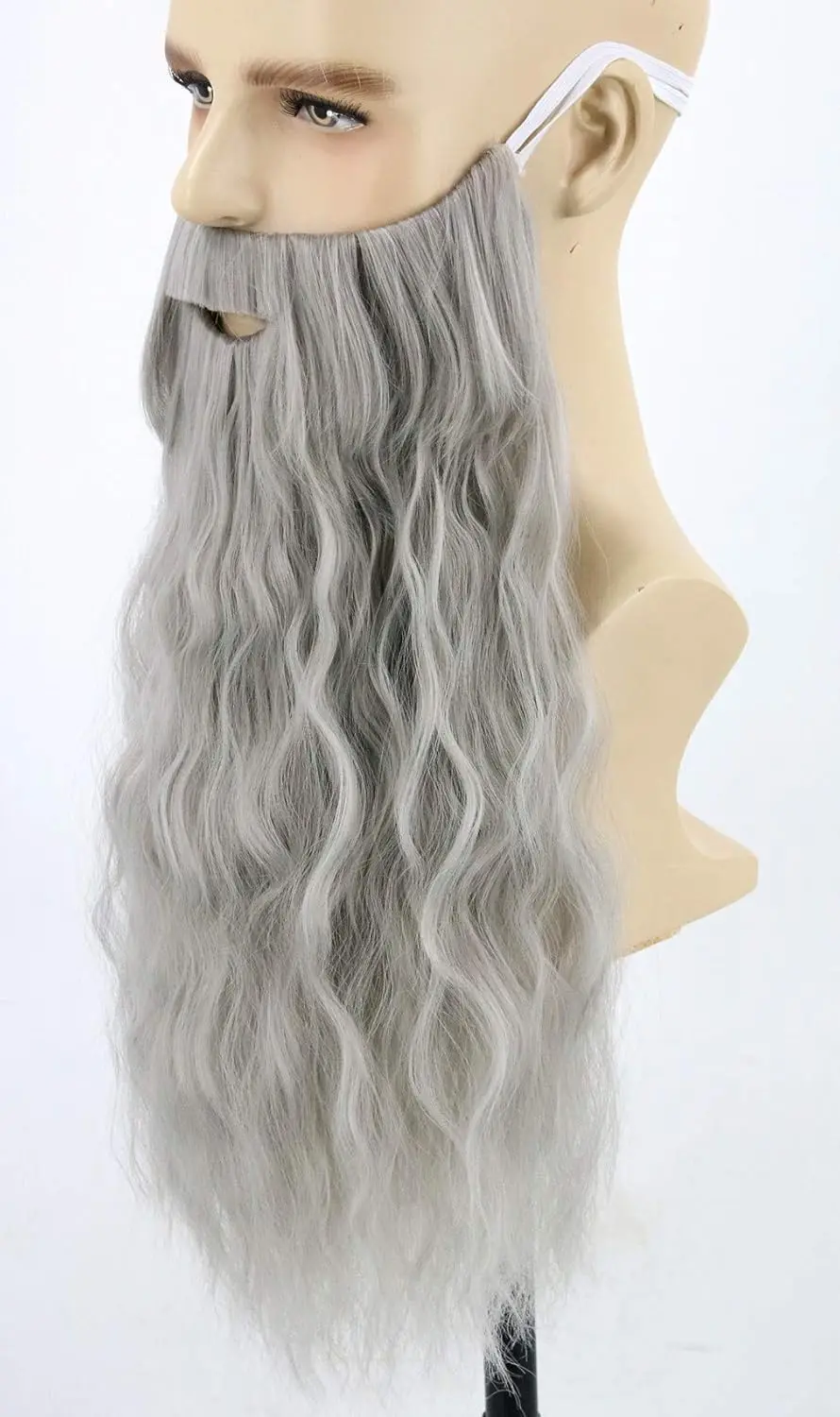 Pelucas y barba de cosplay grises para hombre de anime, cosplay de pelo sintético gris HallAnime Pelucas de cosplay grises para hombre y Beardoween, peluca de Navidad