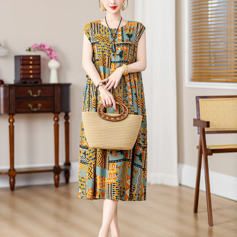 New Casual 2025 Women Summer Dress For women Long Fashion Style Loose Clothes Printing Women Clothing Dresses
