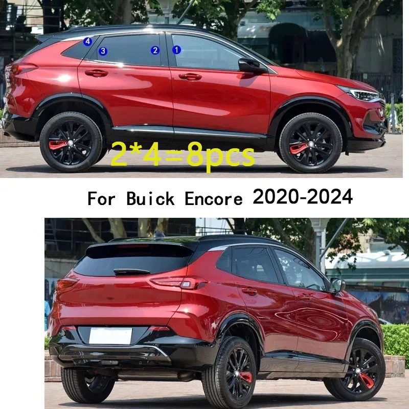 Car TPU/Glossy Mirror Pillar Post Cover Door Trim Window Molding Sticker Parts For Buick Encore 2020 2021 2022 2023 2024