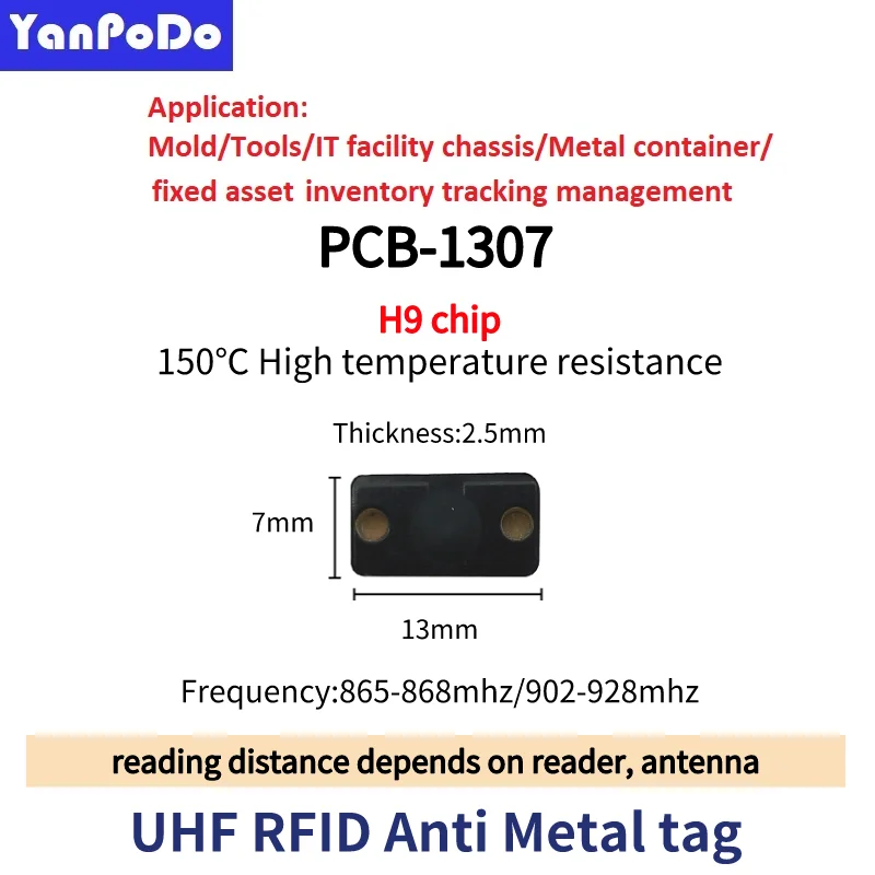 865MHZ forte adesivo PCB UHF RFID Anti Metal Tag EPC Gen2 Long Range 10m 915MHZ RFID tag in metallo per strumenti Smart Shelf Tracking