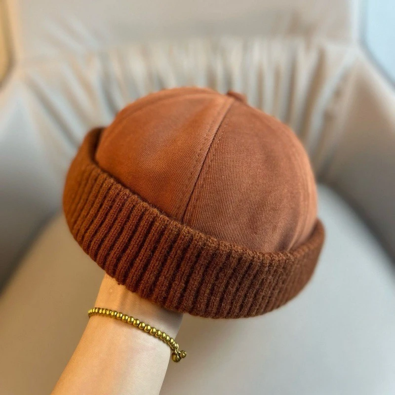 Autumn and Winter Melon Skin Hat, Fashionable Brimless Sailor Hat, Men's and Women's Casual Fashionable Street Hat