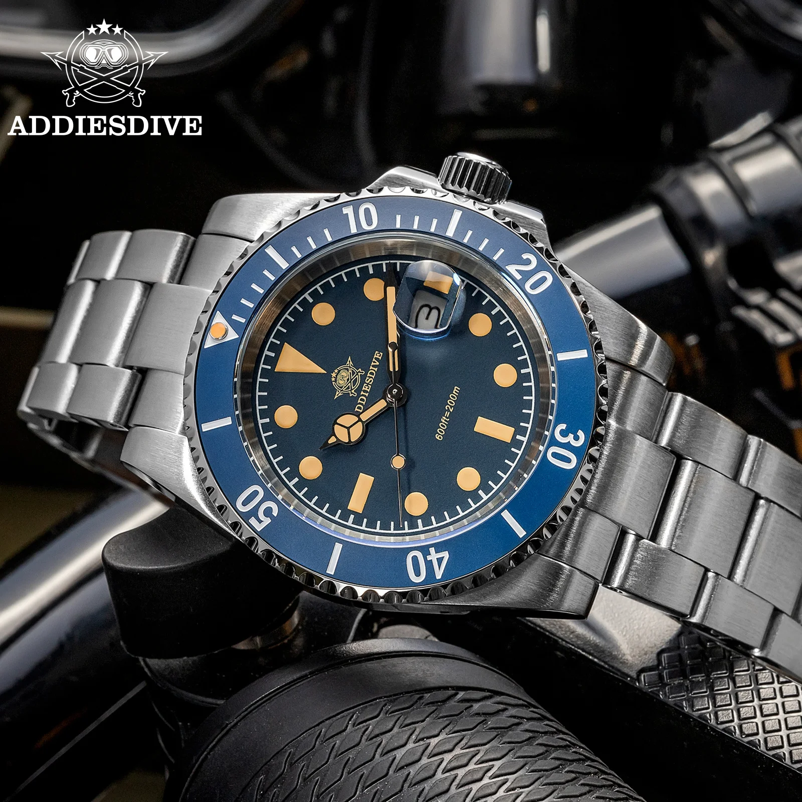 ADDIESDIVE Diver Watch 41mm Luxury Ceramic Bezel 200m Waterproof Wristwatch Date Retro Luminous Diving Quartz Watch For Men