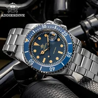 ADDIESDIVE-Reloj de buceo de 41mm para hombre, pulsera de cuarzo con bisel de cerámica de lujo, resistente al agua 200m, con fecha, Retro, luminoso