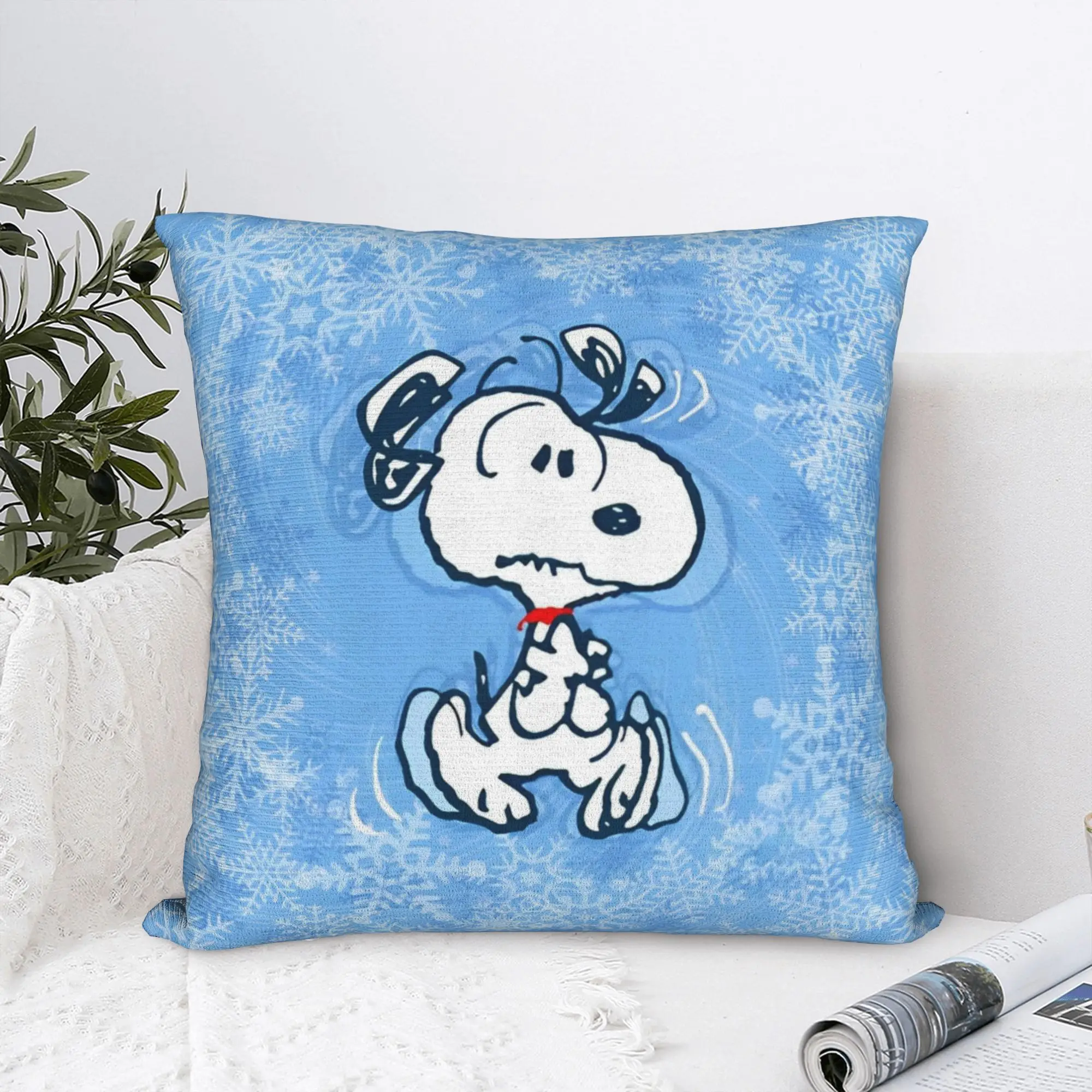 S-Snoopys Sweet Dog Blue Square Pillowcases Polyester Home  Cushion Case Cool Decorative Pillowcase 45*45