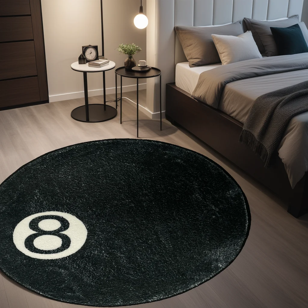 VIKAMA Simple Imitation Cashmere Home Decorative Round Carpet Bedroom Bedside Entrance Non-slip Comfortable Floor Mat