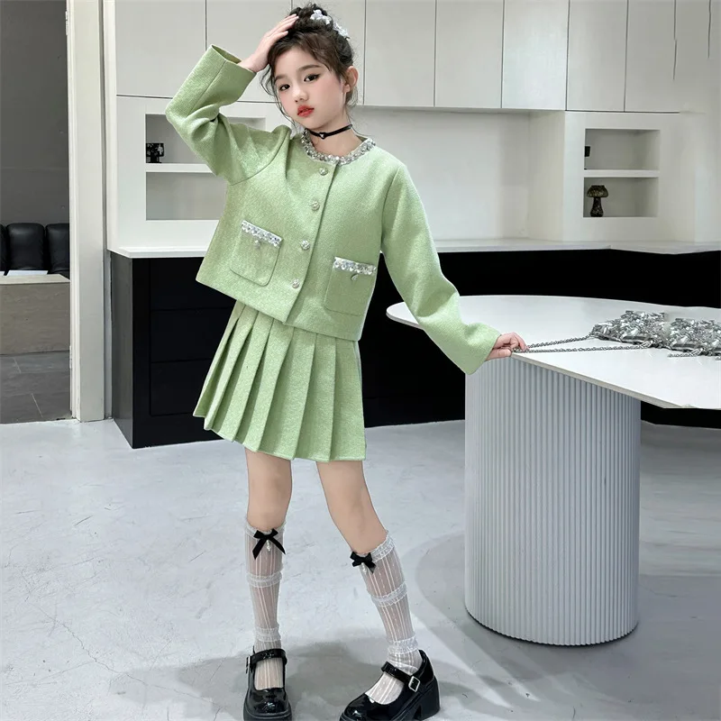 set-da-due-pezzi-per-ragazze-per-bambini-set-da-scuola-autunnale-per-ragazze-monopetto-girocollo-cappotto-per-ragazze-adolescenti-gonna-a-pieghe-vestito-per-ragazze-per-bambini