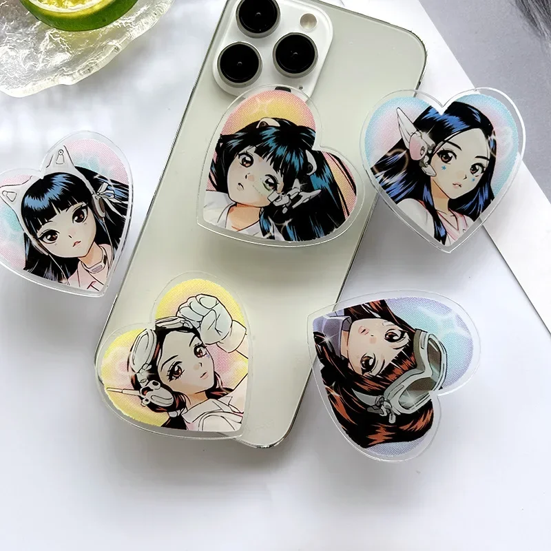 New Girls' Group KPOP Acrylic Character Mobile Phone Holder Folding and Stretching Phone Support Album How Sweet Get Up Collect