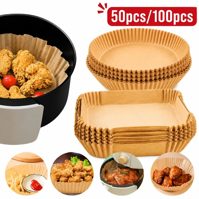 50/100Pcs Non-stick Paper-lined Air Fryer for Baking and Microwave Ovens  Easy To Clean and Separate Healthier Cooking