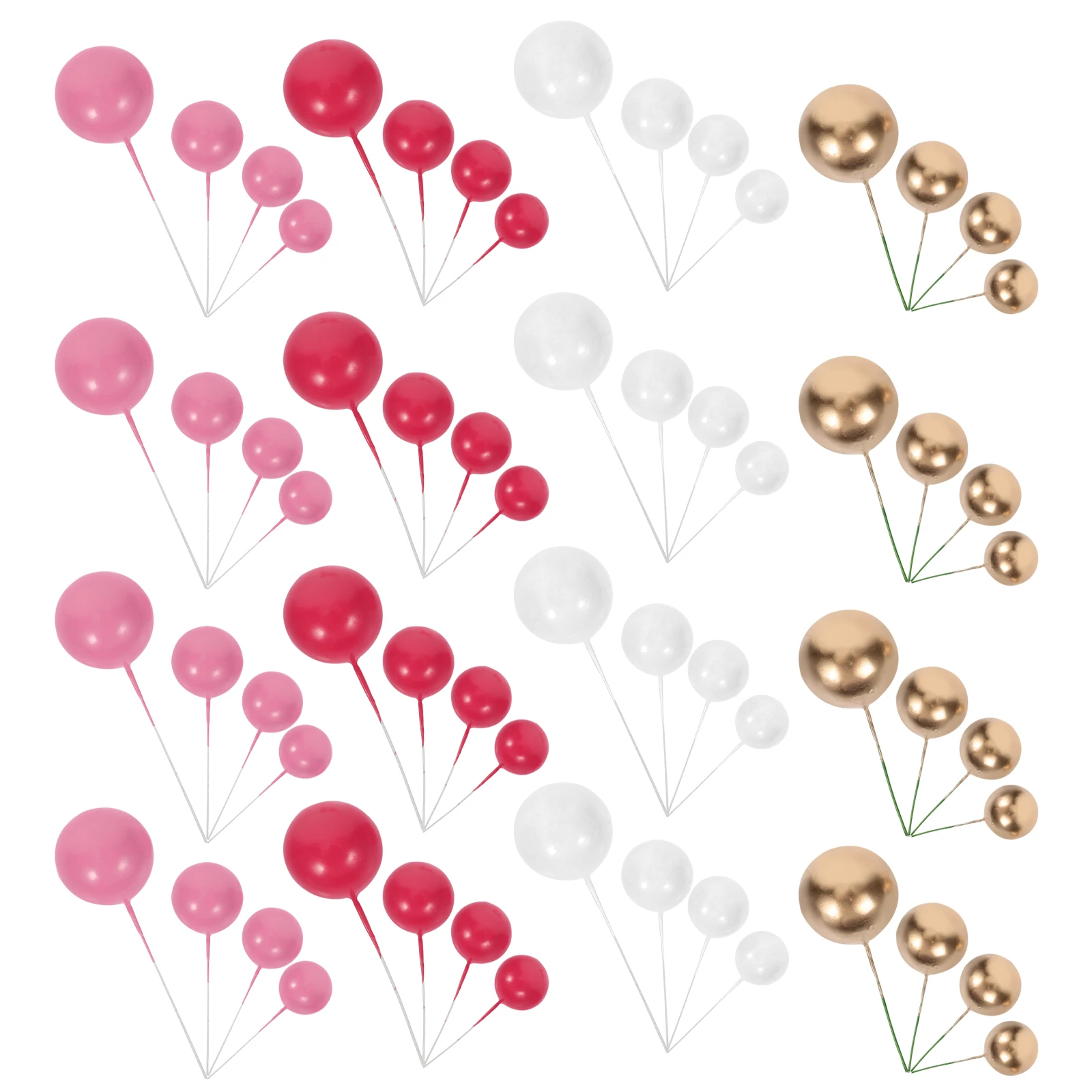 

80pcs Cake Decorations 2cm 25cm 3cm 4cm Golden Pink White Rose Shaped Toppers Birthday Toothpicks Balloon Dessert Picks