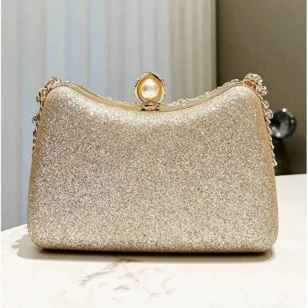 Retro Premium Rhinestone Rhinestone Diamond Inlay Bag Gold Silver Blue Diamond Inlay Small Clutch Sparkling Shoulder Bag