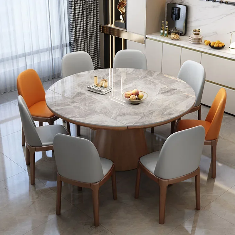 Mesa de Comedor plegable italiana, mesa de Comedor moderna blanca de lujo europea, Sillas extensibles Para Comedor, muebles Para el hogar