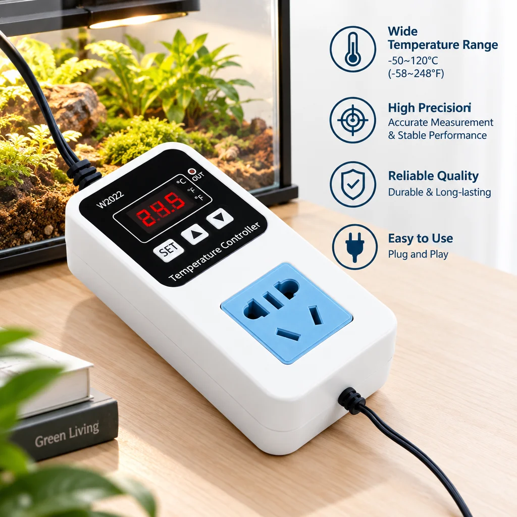 W2022 -58℉~248℉/-50-120℃ 1500W Thermostat Smart Digital LED Display Microcomputer Temperature Controller AC110-220V US/EU Plug