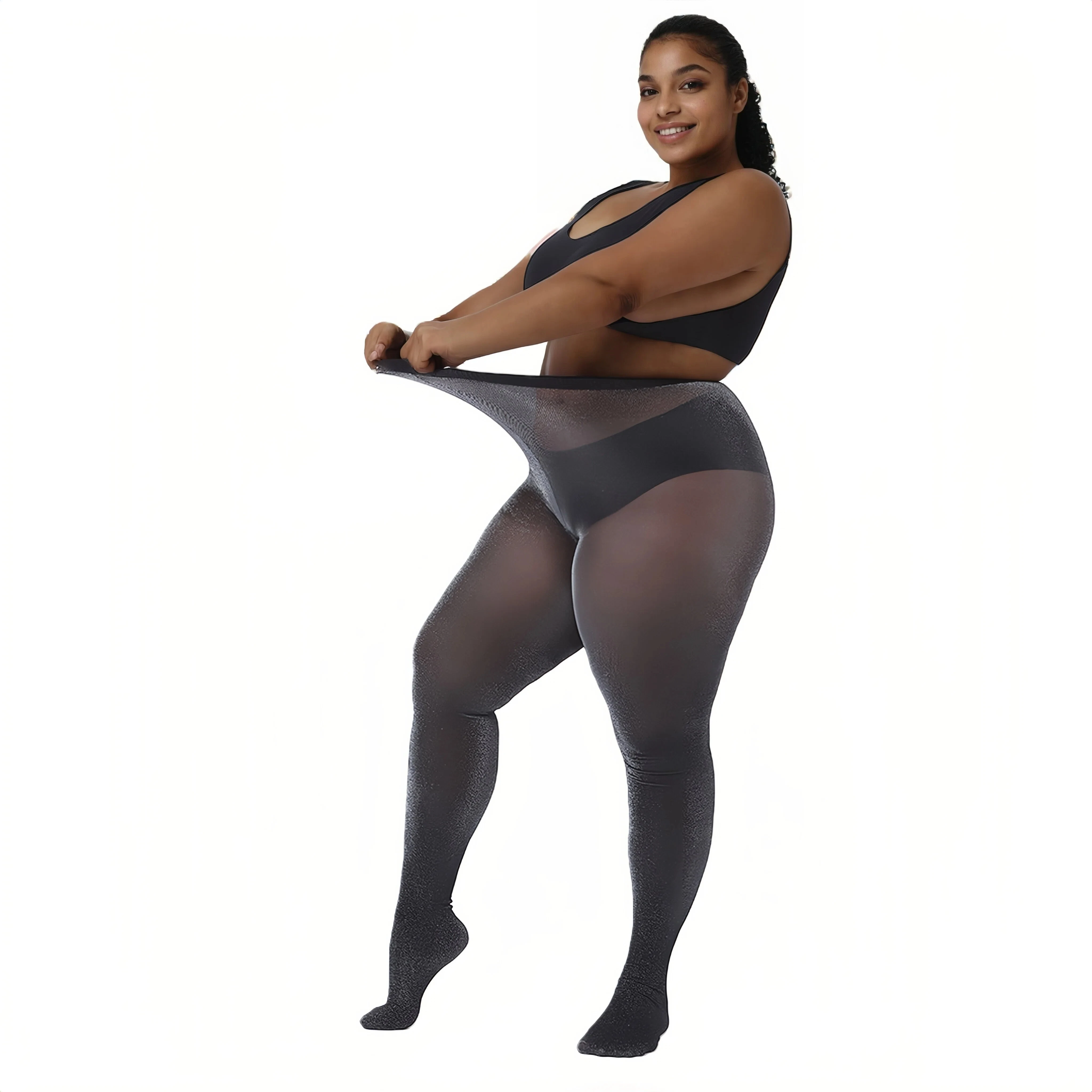 

Plus Size Pantyhose 60D Sheer Tights Big Size Women's Silver Glitter Stockings Stretch sexy pour femme xxl Large Sizes up to 5XL