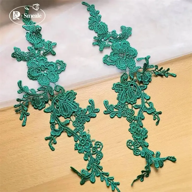 5 -10Pair.  Soluble Lace on The Flower  Lace Fabric Sewing Trim Wedding Dress Applique Lace Patch  RS897